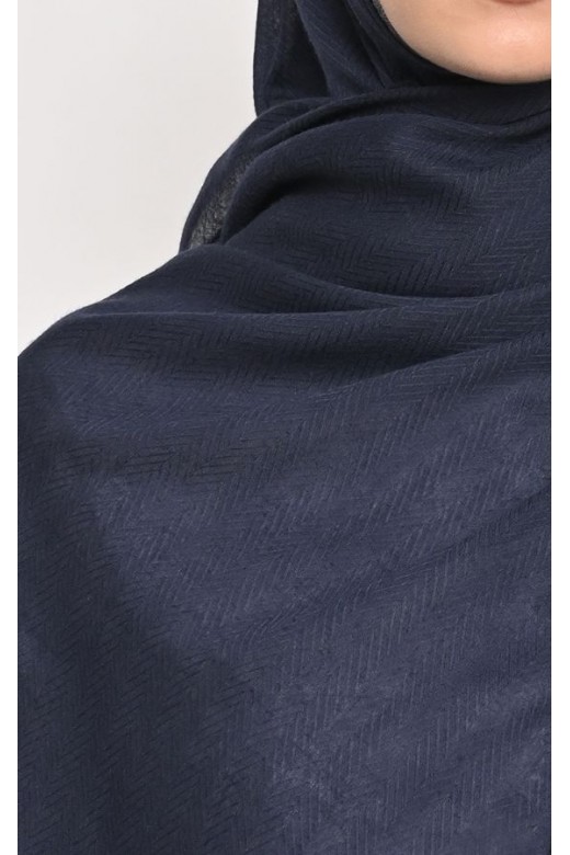 Pasmina Voal Zaffron Jahit Tepi Navy